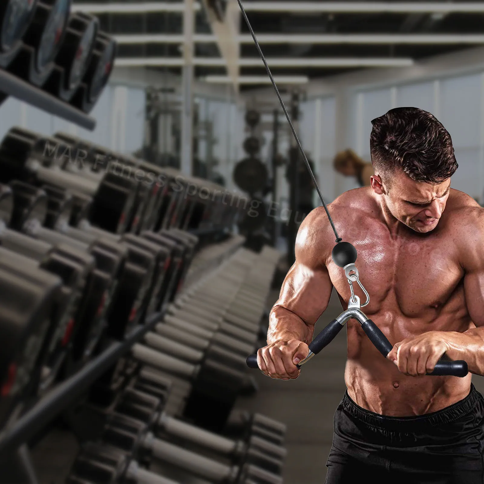 Fitness Handle Pulley Cable Lat Pull Down Handle, Muscle Triceps Strength Enhancement,Fitness Equipment Gym Training Lever