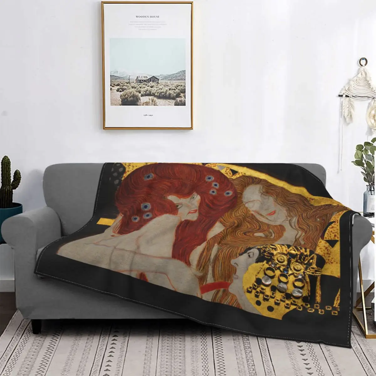 Gustav Klimt Freyas Blanket Fleece Classical Art Super Warm Throw Blanket for Bedroom Sofa Bedspread