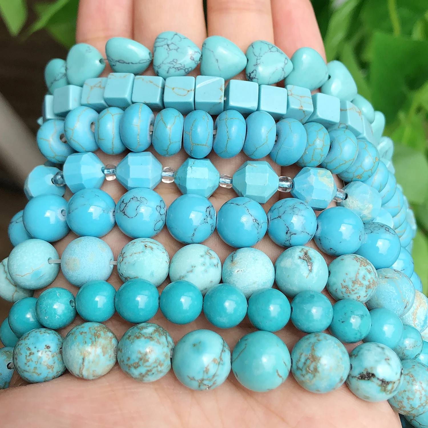 18style Blue Turquoises Beads Natural Stone Matte Faceted Round Rondelles Spacer Beads for Jewelry Making DIY Handmade Bracelet