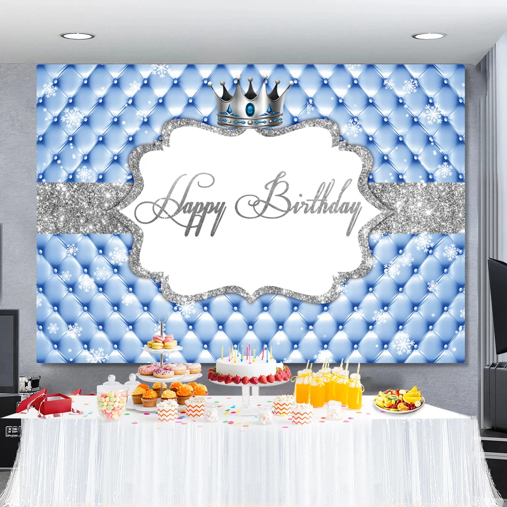 Princess Pink Backdrop Photography Gold Crown Headboard Sofa Happy Birthday Party Poster Portrait Photo Background Photo Studio