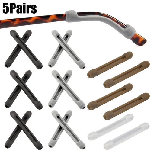 5 pares de correa de silicona suave antideslizante para gafas, soporte de retenedor, gancho para la oreja, punta del patilla, soporte para gafas, agarre para gafas