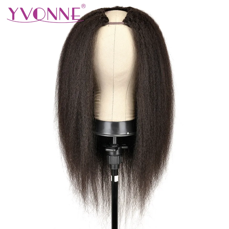 YVONNE Kinky Straight U Part Wig Human Hair 100% Brazilian Virgin Hair Natural Color