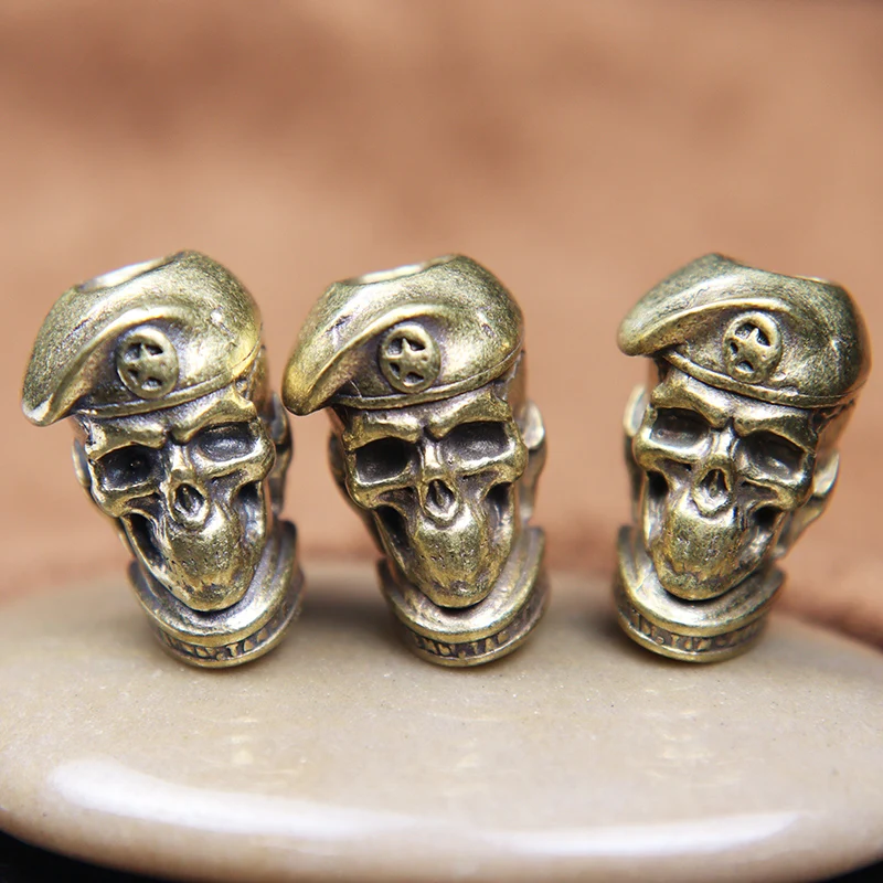 Латунная шапка с пятиконечными звездами для повседневного использования, русский череп, солдат, нож, бусины, шнурок, подвески, ювелирные изделия, металлический медный Паракорд, аксессуары «сделай сам»