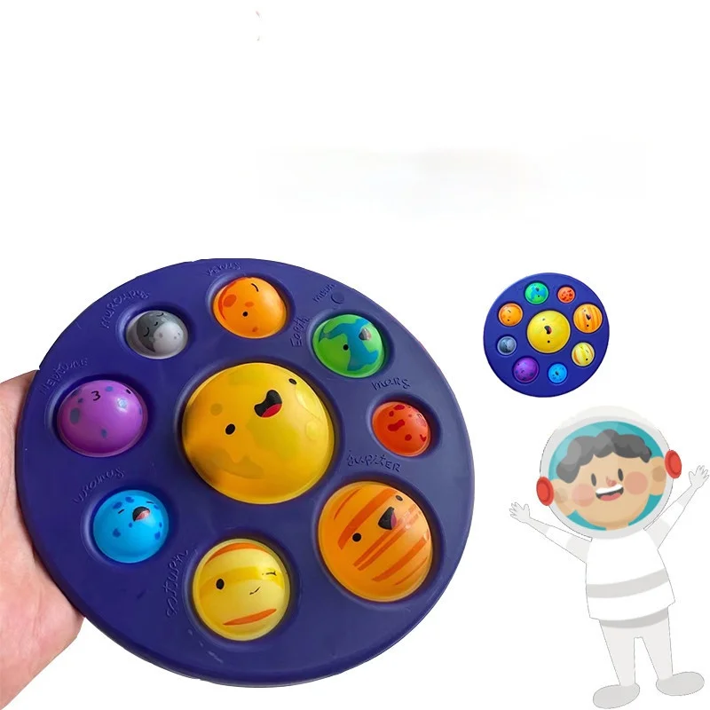 Planets Finger Squeeze Bubble Pops It Sensory Toys Adult Stress Relief Antistress Board Fingertip Fidget Educational Toy For Kid