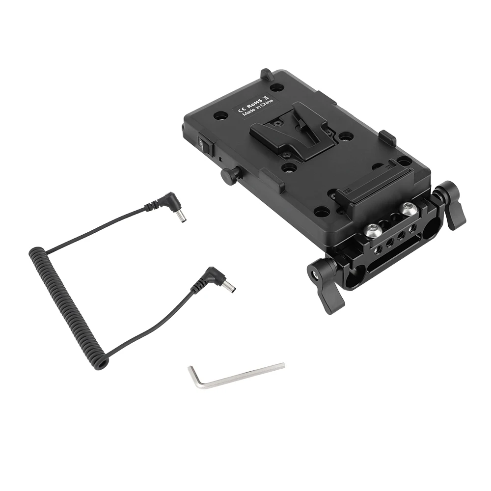 CAMVATE الإفراج السريع الخامس قفل السلطة الفاصل لوحة مع الجبن لوحة بطارية اللوحة الخلفية و 15 مللي متر قضيب المشبك للبطارية DSLR كاميرا