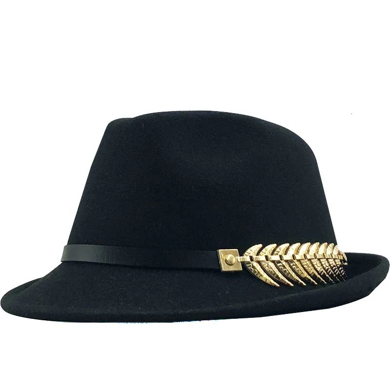 Simple Wool Women Men Fedora Hat For Winter Autumn Elegant Lady Gangster Trilby Felt Homburg Church Jazz Hat 55-58CM adjustable