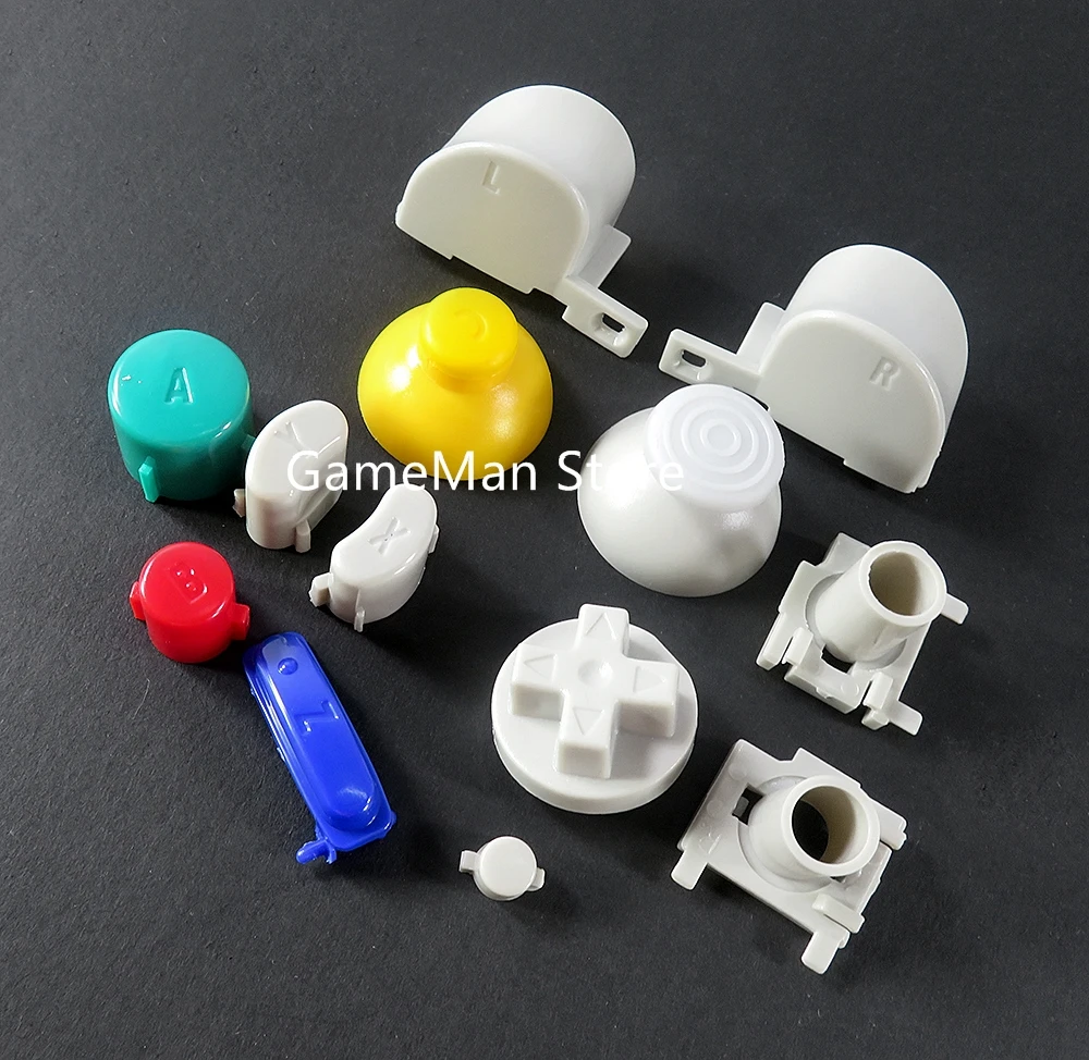 1 Juego para controlador Nintend NGC, teclas de botón táctiles de pulgar coloridas, tapa de cubierta de Joystick de juego L R ABXY Z, botones de teclados