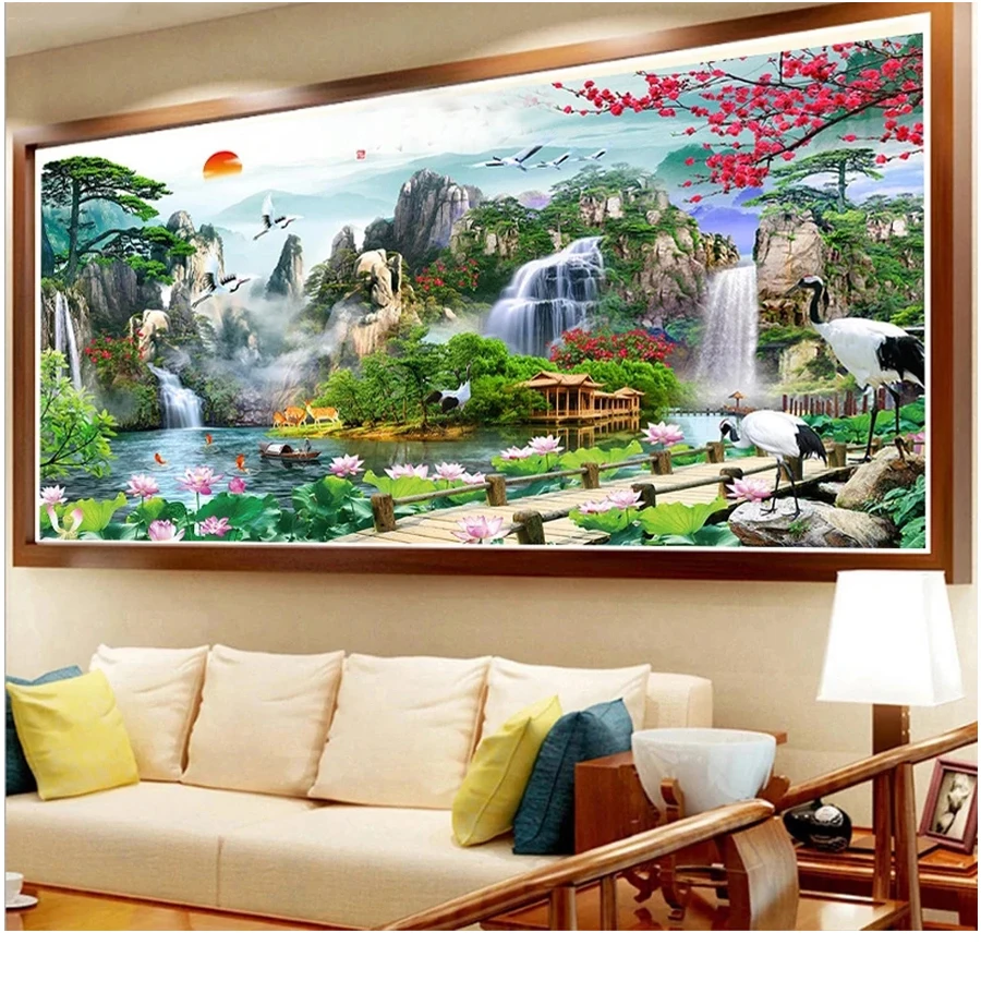 

DIY Welcome Pine Flowing Money Diamond Embroidery,Round Square Diamond Full Rhinestone Diamond Painting Cross Stitch Kits I11