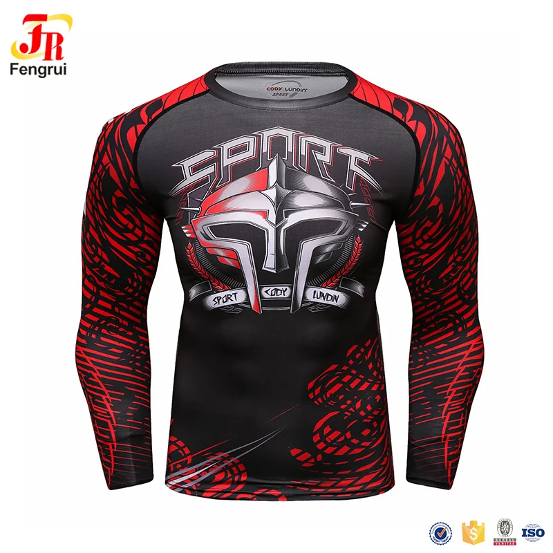 Customizable MMA Man Rashguard with Your Logo Jiu Jitsu Brazilian Kickboxing T-shirt Sublimation Long Compression Shirt UV