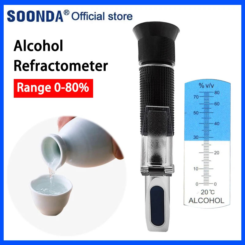 

0-80%Alcohol Refractometer for spirits Liquor Brewing Alcohol Content Meter Tester Alcohol Concentration Detector Measuring tool