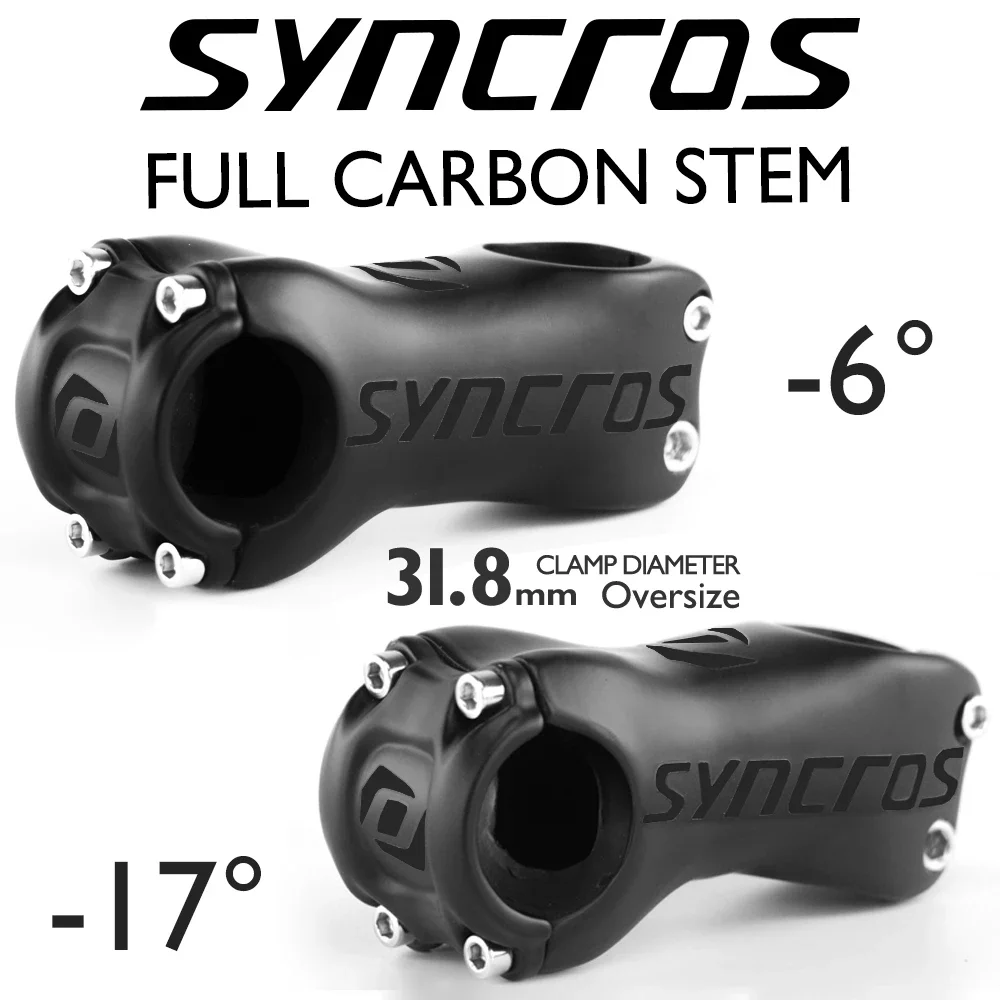 

Syncros Bicycle Stem Super Strength Ultra Light Carbon Mountain/Road Bike Stem Angle 6/17 Degree Clamp31.8mm*70-120mm