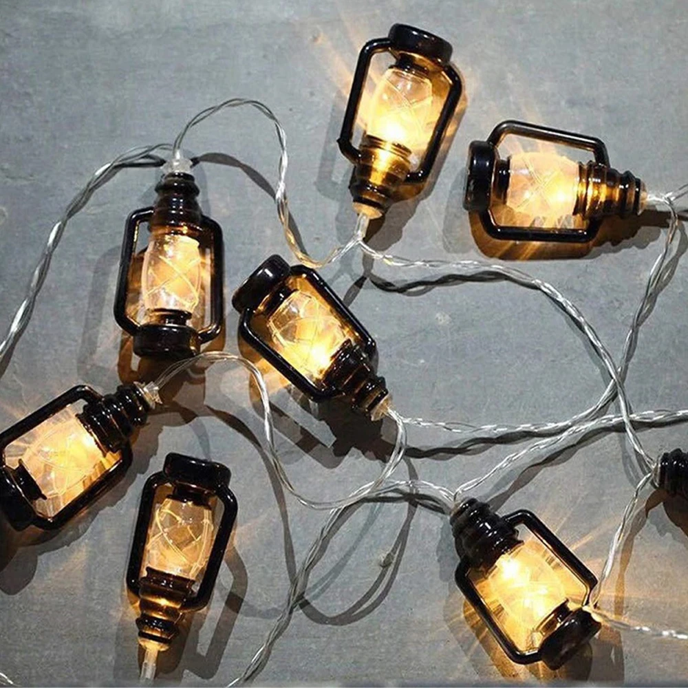 40/20/10LED Lampu Minyak Tanah Natal Lentera Tali Lampu Gantung untuk Pernikahan Halloween Bar Dekorasi Rumah Dalam Ruangan Luar Ruangan