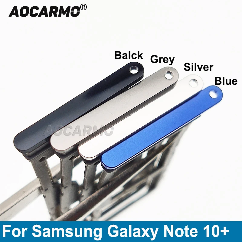 Aocarmo Single Dual SIM Card For Samsung Galaxy Note 10 Plus 10+ Metal Plastic MicroSD SimTray Slot Holder Replacement Parts