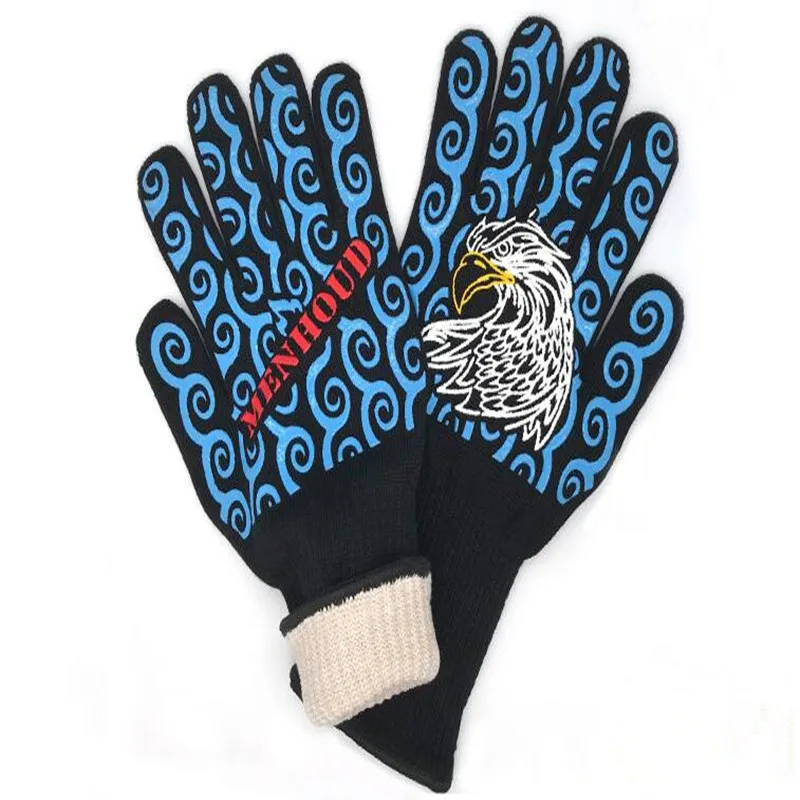 

1 Pair Double Heat Resistant Barbecue Gloves BBQ Oven Mitts Cooking Baking Grill Kitchen Multi-Purpose Microwave Gloves