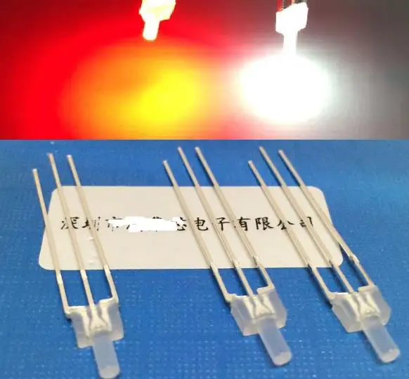 50pcs Diffused Bicolor Flat top 2mm LED Diode for indicator common anode/cathode 3pins red@white color