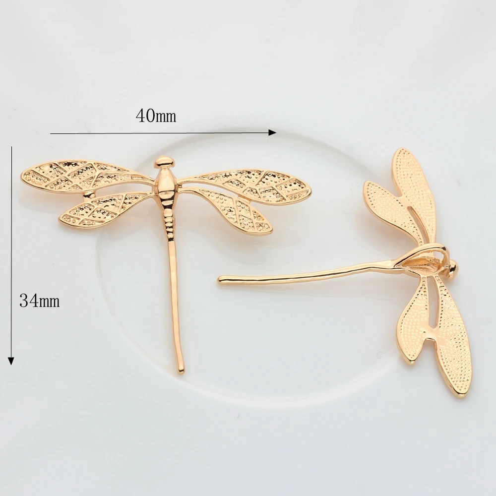 High Quality Copper Metal  Real  Plated Dragonfly Charms 2PCS For DIY Jewelry Findings Making Accessories