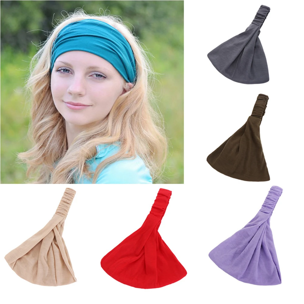 1PC Women Elastic Headband Solid Wide Hairband Yoga Headwrap Hair Band Turban Sport Head Wrap Styling Apparel Accessories Tools