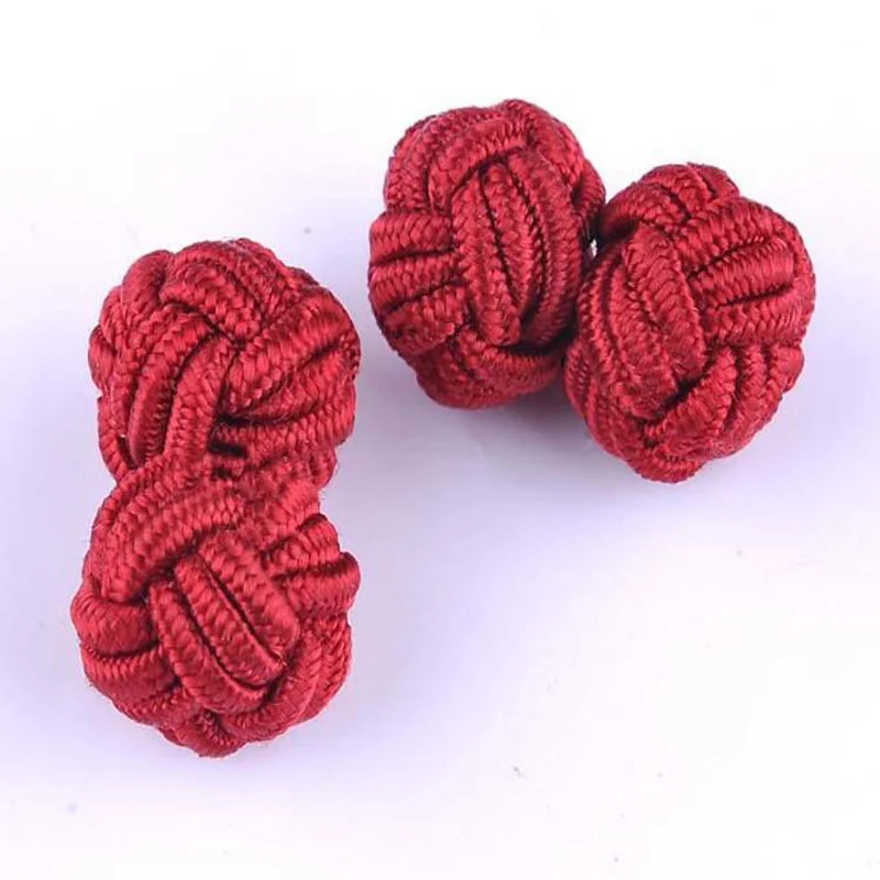 1 pair 37 Colors Multicolor Elastic Fabric Silk Knot Shirt Cufflinks DIY Braided Handmade Elastic Double Rope Ball Cuff Links