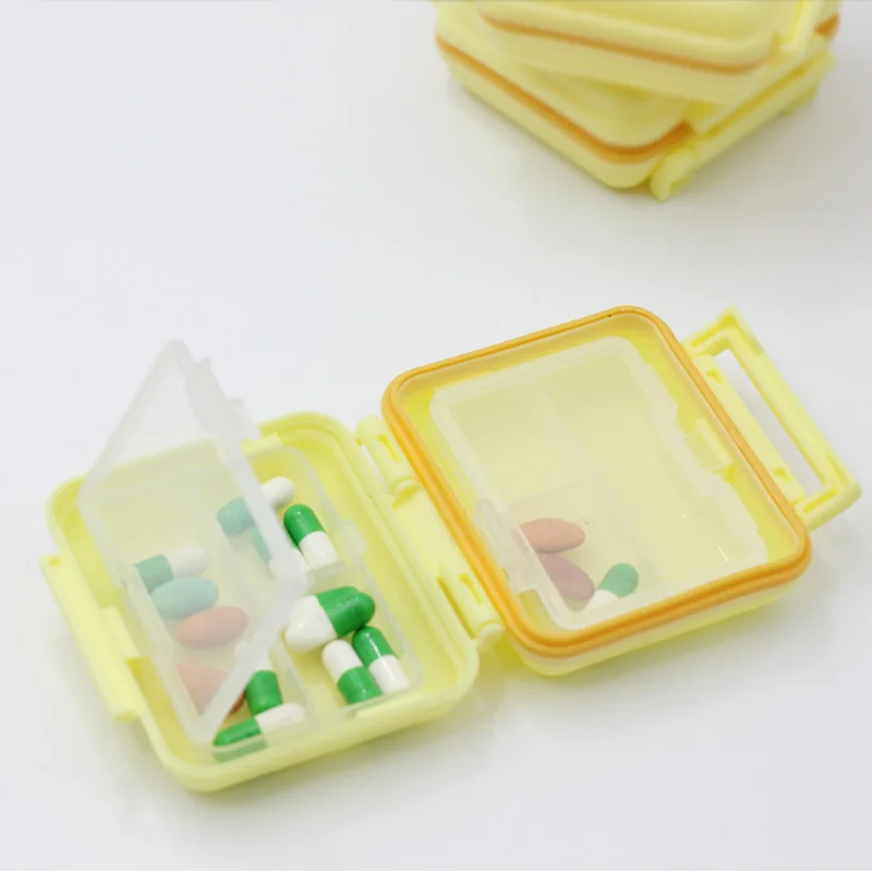 

medicine container grid Mini Sealed Portable Folding Pill Storage Box Waterproof Compartment Medicine Survival