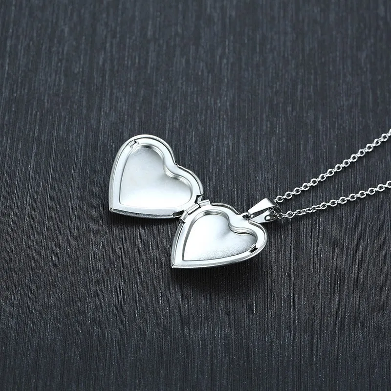 Romantic Heart Photo Frame Necklaces for Women Gifts Can Be Opened Stainless Steel Promise Love Keepsake Jewelry