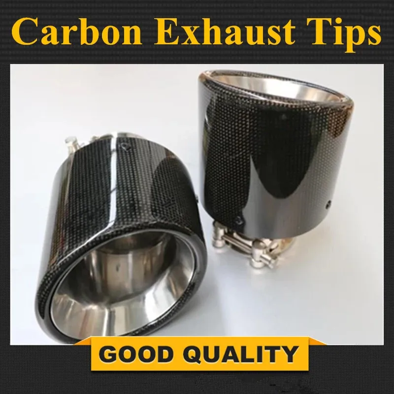 

Car Styling 1pcs Muffler Inlet48-80mm outlet 114mm Glossy Carbon Fiber Muffler Universal Pipe Tip Tailtip Exhaust tip