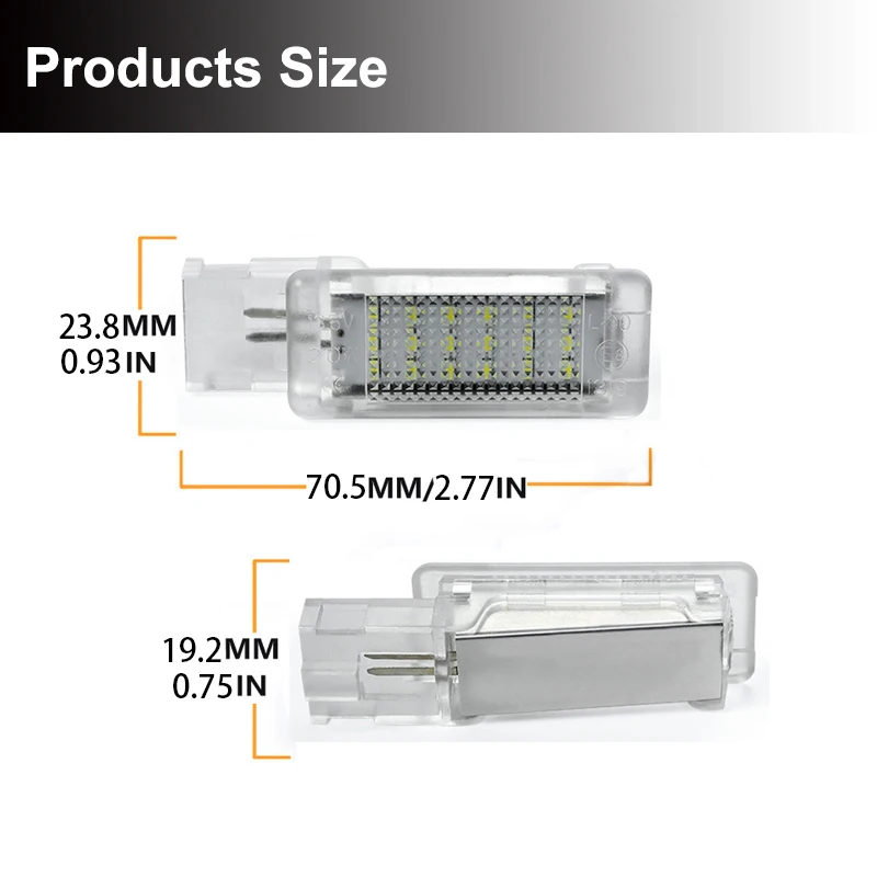 Lampe de boîte d'isotbox de bagages à LED, lumière de plancher pour Seat Alhambra Ateca Skoda Superb Rine VW Golf Passat Jetta Polo Sharan Caddy, 2 pièces