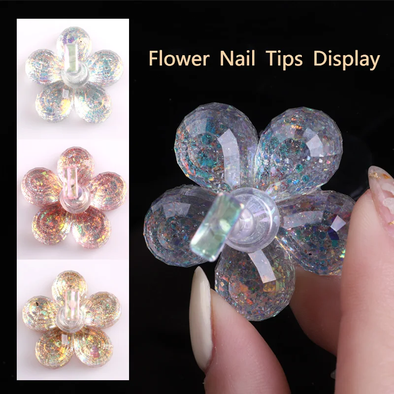 TSZS Nail Tools Symphony Flower Practice Nail Holder Crystal Base Magnet Display Stand Chess Nail TIips Holder For Salon DIY