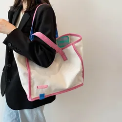 Borsa a tracolla di grande capacità della borsa di tela delle donne semplici di tendenza per le borse della spesa di Tote a strisce di colore della caramella dell'adolescente delle ragazze