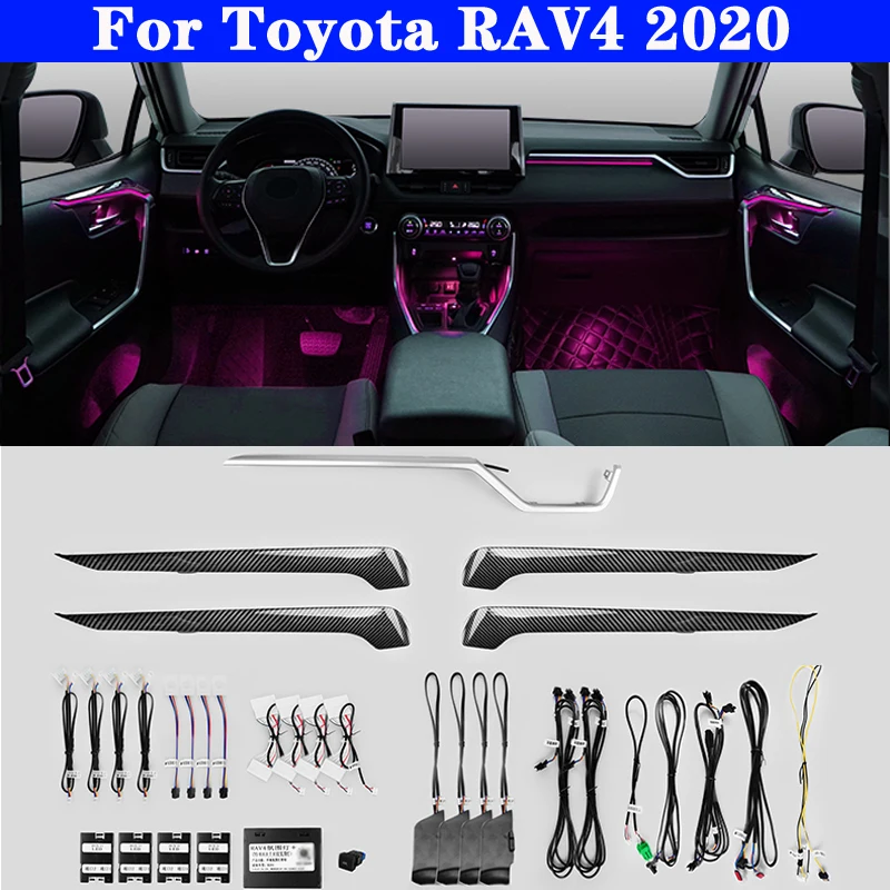 Auto For Toyota RAV4 2020 Button And App Control 64 colors Set Decorative Ambient Light LED Atmosphere Lamp illuminated Strip