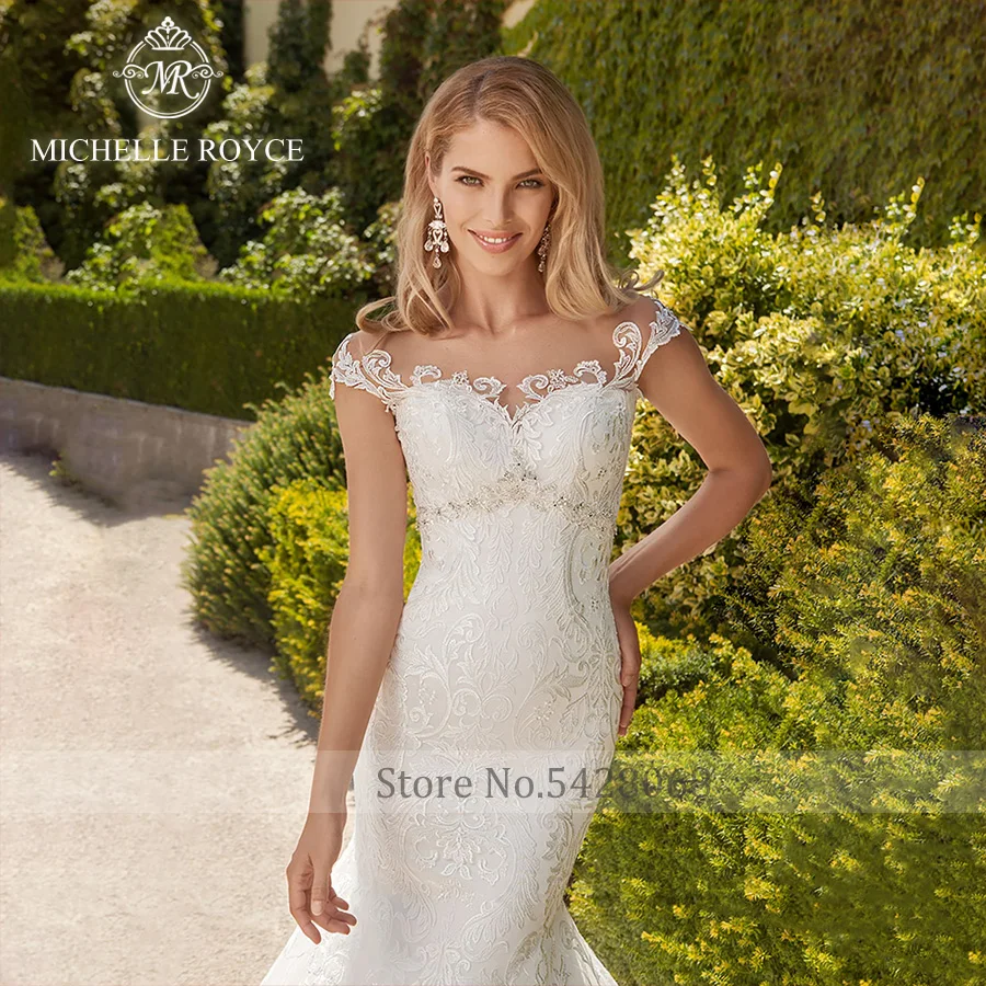 

Michelle Royce Mermaid Wedding Dresses For Women Sweetheart Off The Shoulder Cut Out Court Train Wedding Gown Vestidos De Novia