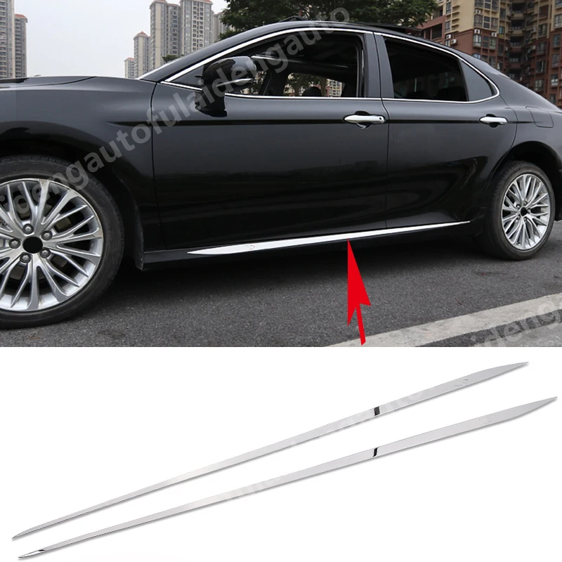 

2pcs For Toyota Camry 2018-2019 stainless steel Side Skirt Body Guard Molding Trim Cover Car Accessories