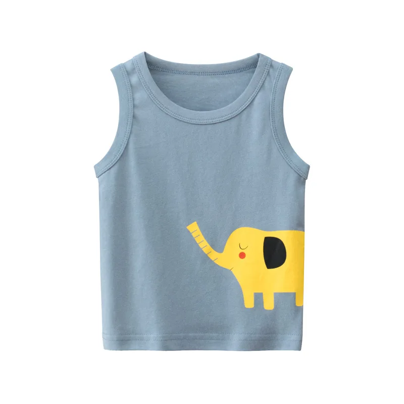 2023 Summer Children Vests Clothes 100% Cotton Animals Cartoon Baby Boys Girls Tank Tops Kids Cute Bottoming Undershirts