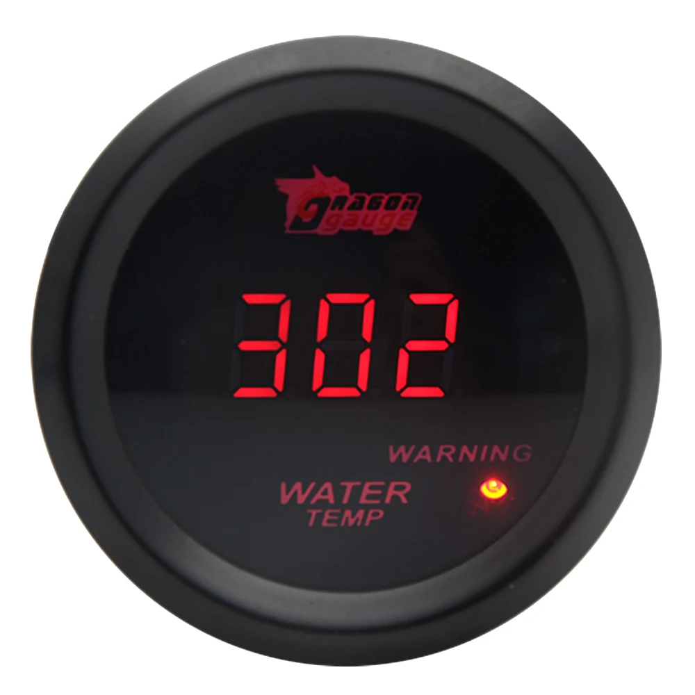 2 "52 mm watertemperatuurmeter Celsius / Fahrenheit temperatuur autometer rode LED zwarte behuizing