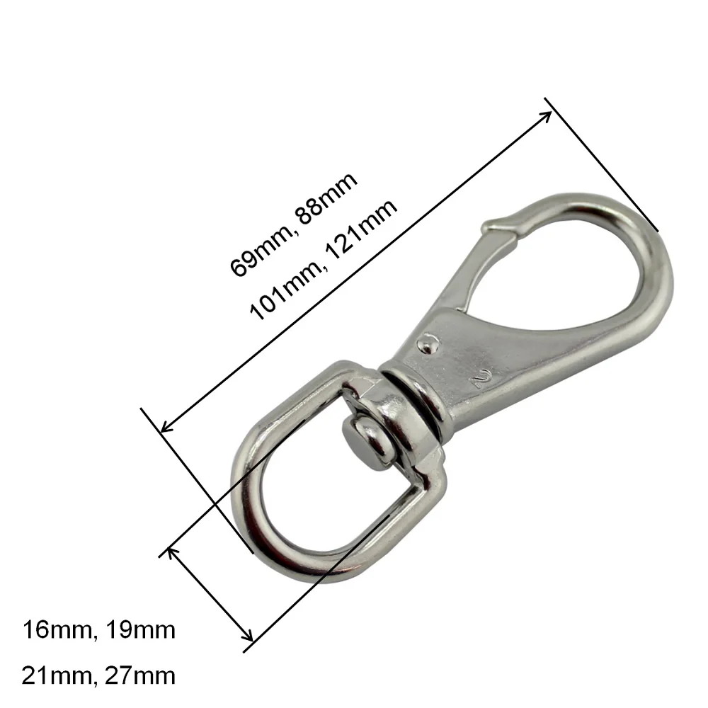 1PCS Stainless Steel 304 Swivel Snap Hook 88mm 69mm Heavy Duty For Dog Leash Key Chain Metal Swivel Snap Hook