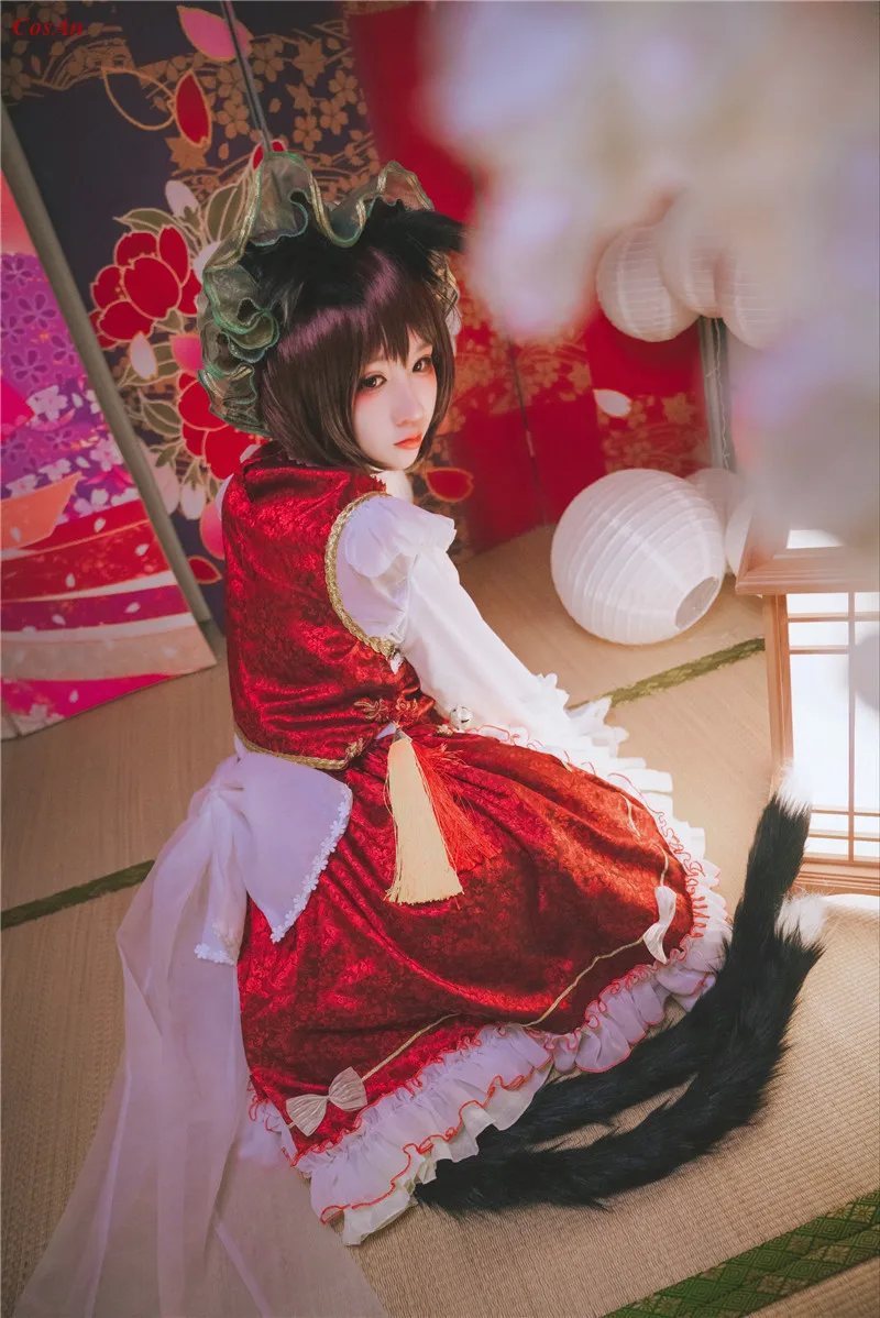 CosAn Hot Game Touhou Project Perfect Cherry Blossom Chen Cosplay Costume Red Formal Skirt Party Role Play Clothing Custom-Make