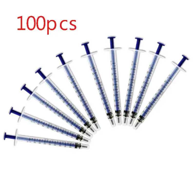 Plastic Syring Insulin Syringe 1 Ml With Tip Purple Cap Disposable Plastic Industry Sampler Injector Syringe Measuring Feeding