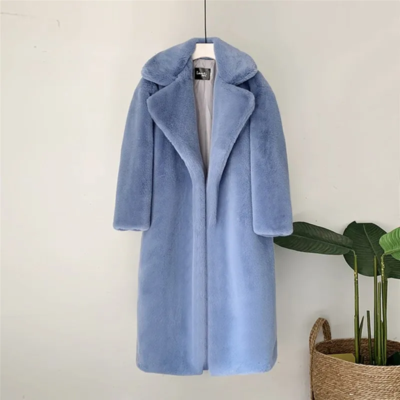 Neue Elegante Lange Winter Faux Pelzmantel Frauen Mode Plüsch Fell Mäntel Lose Hohe Qualität Dicke Warme Winter Pelz Mantel