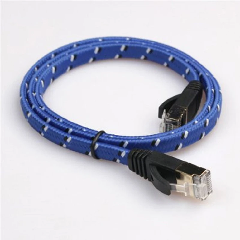 TSYH kabel Ethernet Cat7 Lan kabel płaski UTP CAT 7 RJ 45 kabel sieciowy 30cm 50cm Patch przewód do laptopa trasa niebieski czarny