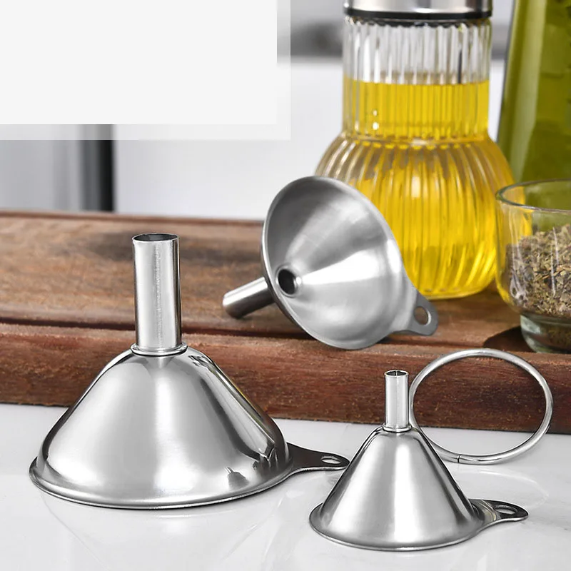 

3-Piece Stainless Steel Funnels for Kitchen,Small Metal Funnels No Spilling Food Grade Kitchen Funnels for Essentail Oil, Spices