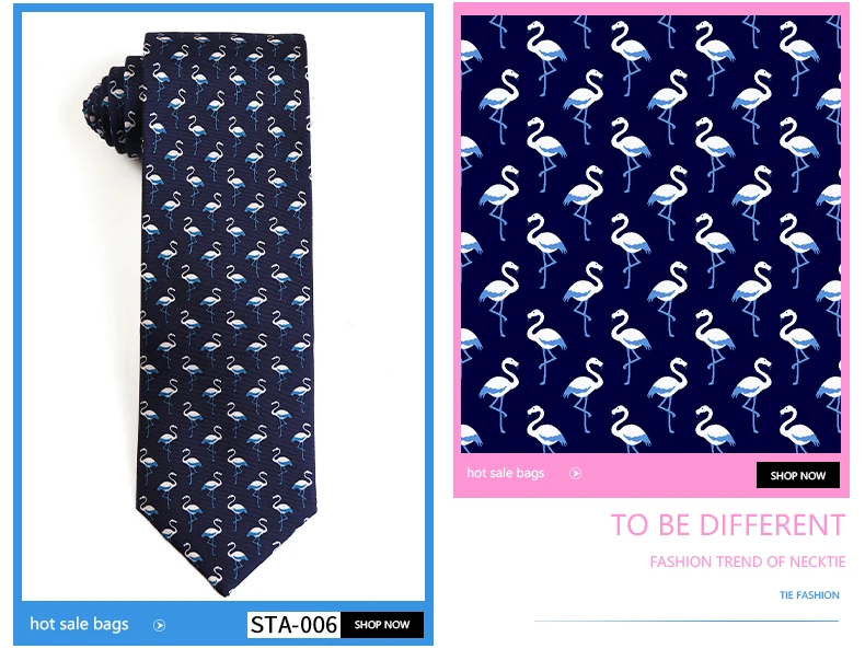 Schneider Smith Neue Mode Gedruckt Tier 100% Silk Krawatten Flamingo Hund Schafe Druck Männer Anzug Freizeit Muster Silk Krawatte Krawatte – Detail 13