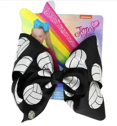 NEW 8'' hair bow Softball Team Baseball Volleyball and football Cheer Bows Glitter Holders for Cheerleading Girls 8pcs