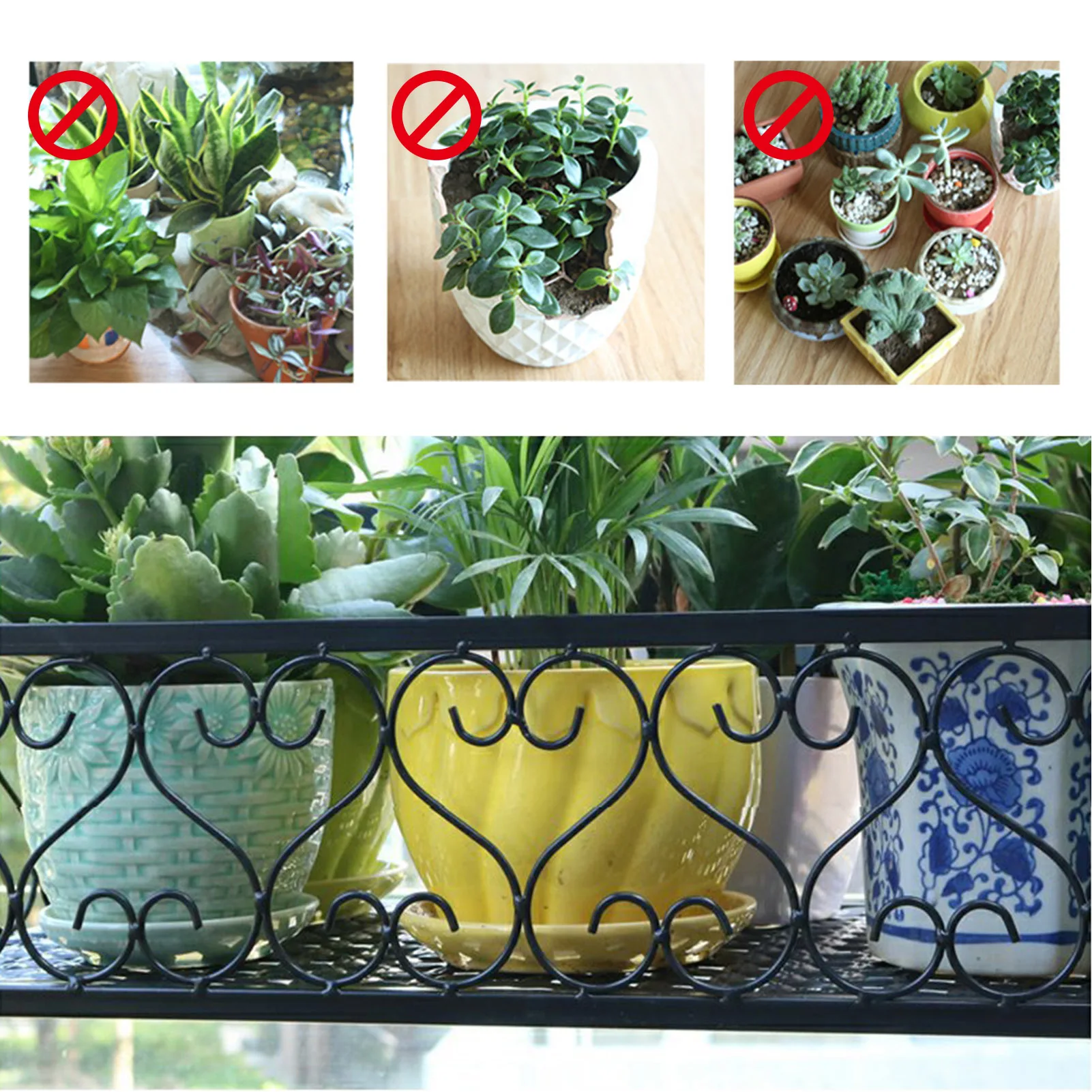 Stand Storage Rack Hanging Organizer Deck Rail Flowerpot Strong Shelf Balcony Rail Planter Shelf Fence Flower Pot Holder