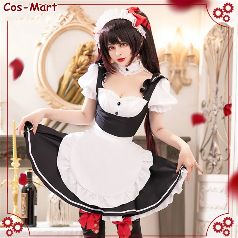 

Anime Date A Live Tokisaki Kurumi Cosplay Costume The Coffee Shop Maid Dress Female Activity Party Role Play Clothing S-L New