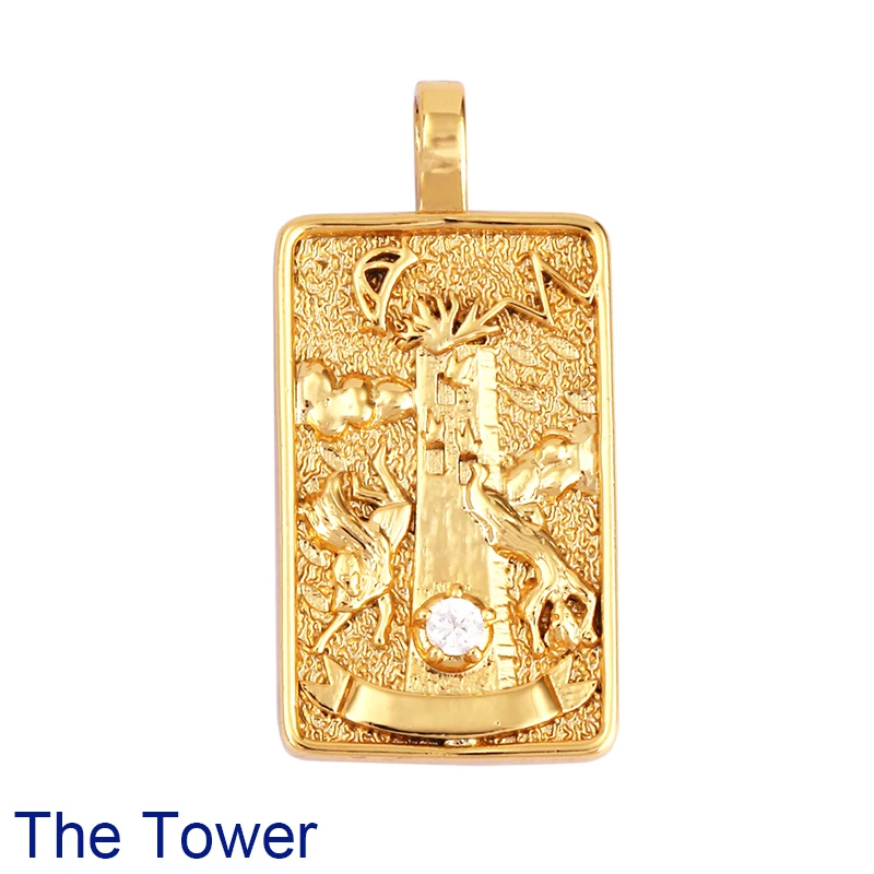 Tarot Karten Charm Anhänger, 2021 Neue 18K Reales Gold Überzogene DIY Schmuck Zubehör für Armbänder Halsketten Machen M06 – Detail 8