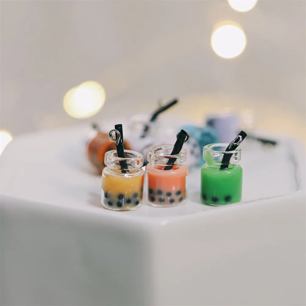 10pcs/lot Resin Pearl Milk Tea Pendants Milk Tea Bottle Charms For Earrings Necklace Crafts DIY Handmade Jewelry Making Supplies image 5