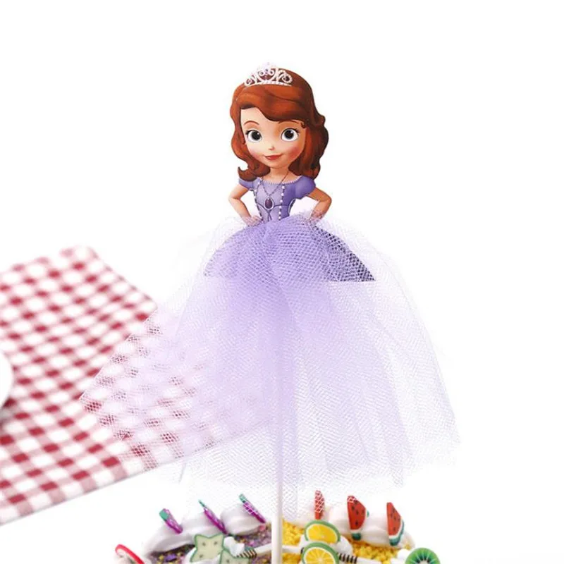 Disney Cake Topper Decoration Happy Birthday Party Snow white Cake Decor Frozen Elsa Birthay Supplies Ariel Sofia Princess Cake