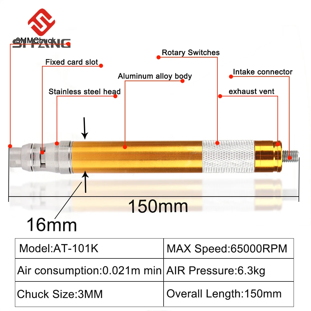 에어 펜슬 다이 그라인더 마이크로 공압 키트, 3mm 및 2.38mm, 공기 압력 그라인더 광택 조각 드레멜 도구, 고품질