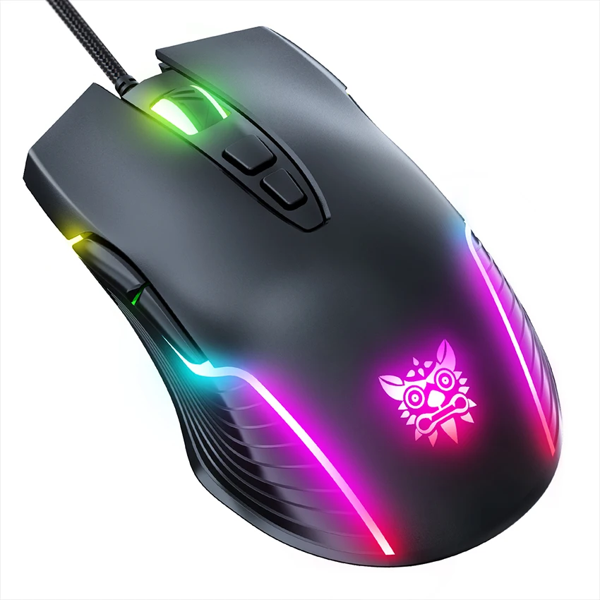 6400 DPI Wired Gaming Mouse,ONIKUMA CW905 Black Mechanical Mouse,6-level Adjustable DPI And 7 RGB Backlight Mode Gaming Mice.