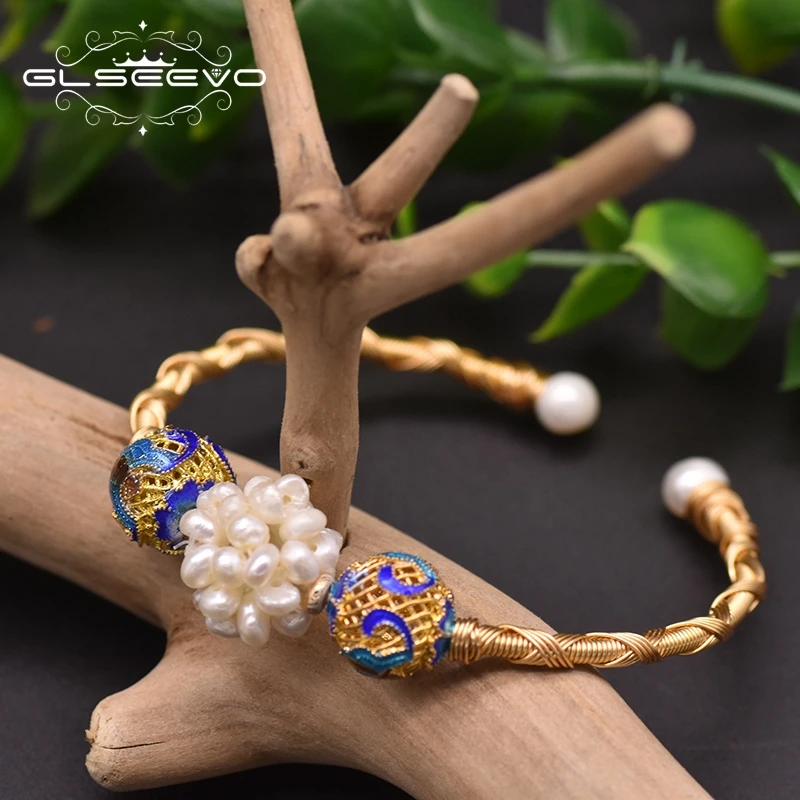 Glseevo ธรรมชาติ Cloisonne Globular สร้อยข้อมือผู้หญิงส่วนบุคคล Charm Handmade หรูหราแฟชั่นเครื่องประดับงานแต่งงาน GB0932