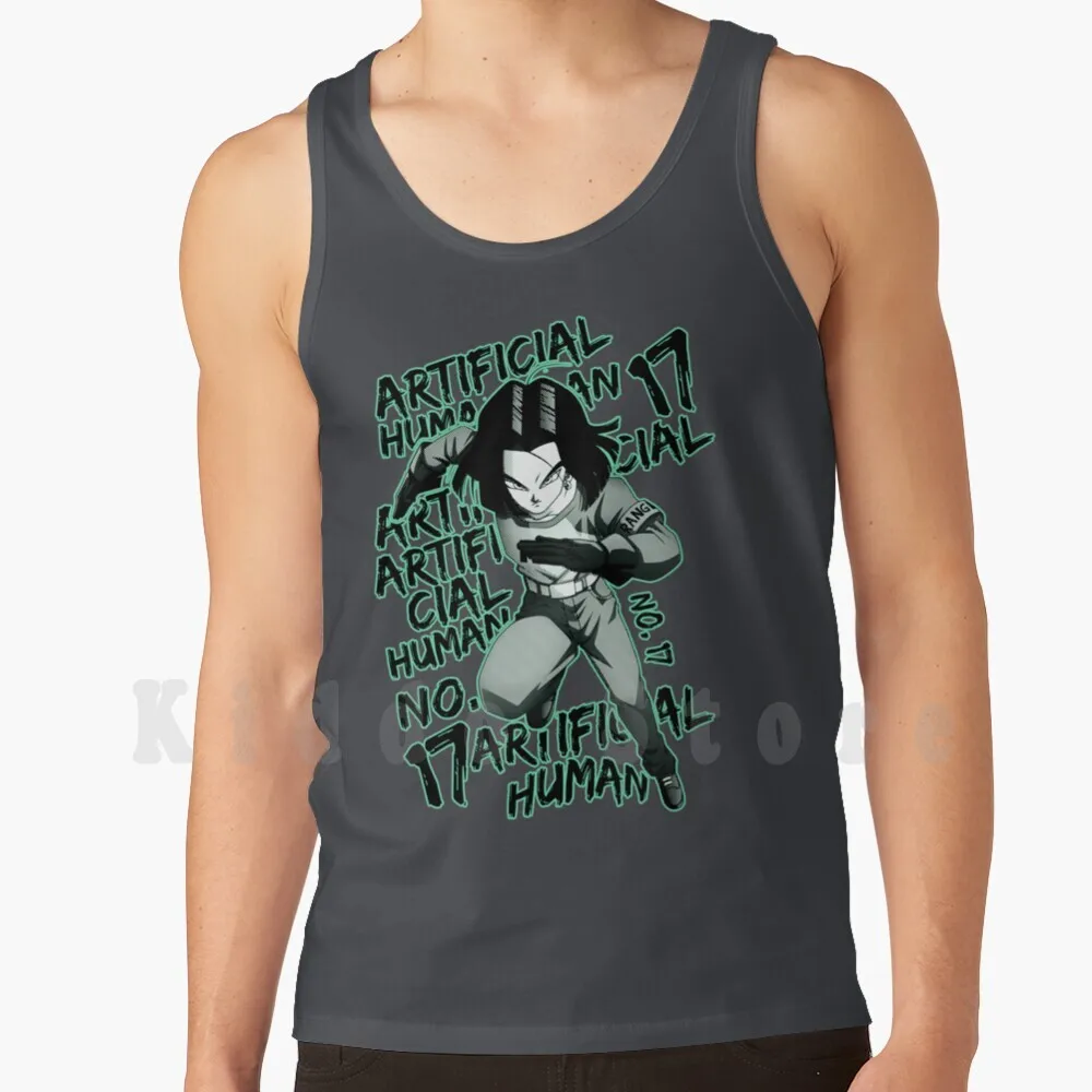 "Huano artificial" Android 17 C17 Camisetas sin mangas Chaleco 100% algodón Troncos Kaiosama Monkey Android 18 C17 C 17 Cyborg